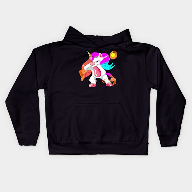 Dabbing Unicorn Baseball Kids Hoodie by DNLDesign1980